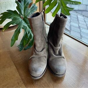 Bos. & Co. Brown Slouchy Suede Leather Ankle Boots Back Lace Detail size EU 41